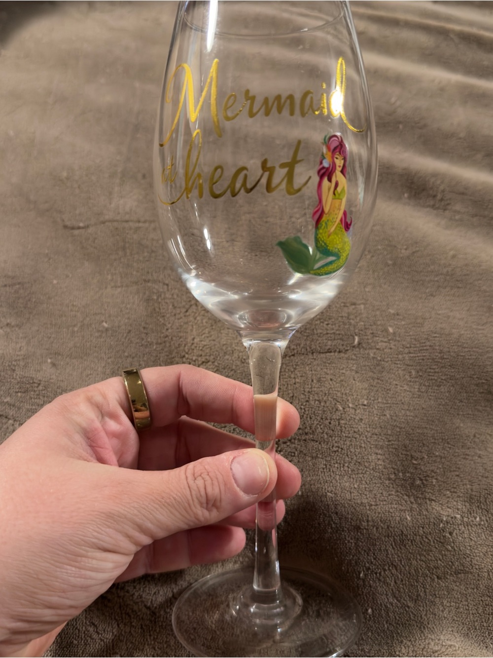 Mermaid Heart Wine Glass with Colorful Mermaid
